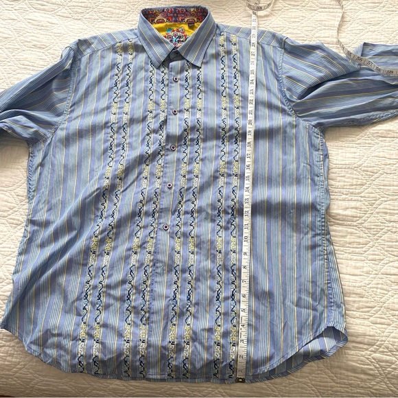 Robert Graham Button Down Embroidered Shirt Flip Cuff Abstract Art Size 2XL - Picture 5 of 13